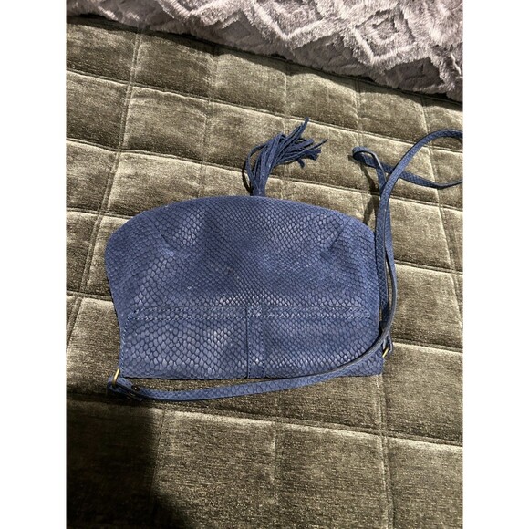 Lucky Brand Crossbody Bag Suede Tassel Blue Color Boho Hippie - Picture 9 of 9